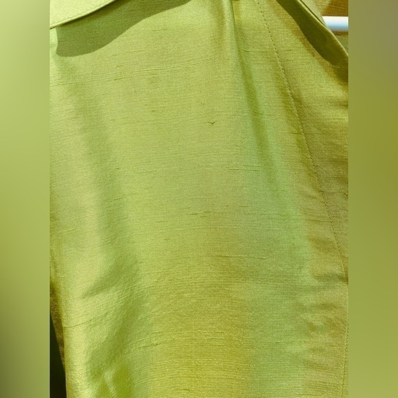 Robbie Bee vintage silk shantung button blouse Y2K chartreuse green 1X - Picture 4 of 11